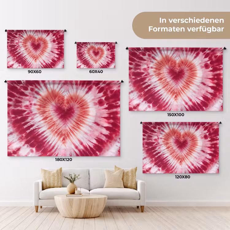 Hartvorm - Roze - Tie dye Wandkleed katoen klein -tsfeer8_DE