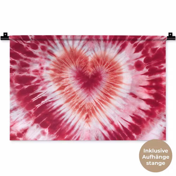 Hartvorm - Roze - Tie dye Wandkleed katoen klein -t3d_DE