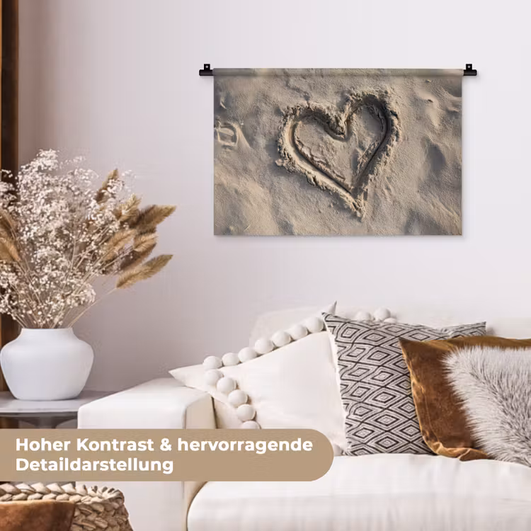 Hartvorm - Getekend - Beige - Zand Wandkleed katoen klein -tsfeer1_DE