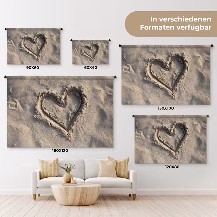 Hartvorm - Getekend - Beige - Zand Wandkleed katoen klein -tsfeer8_DE
