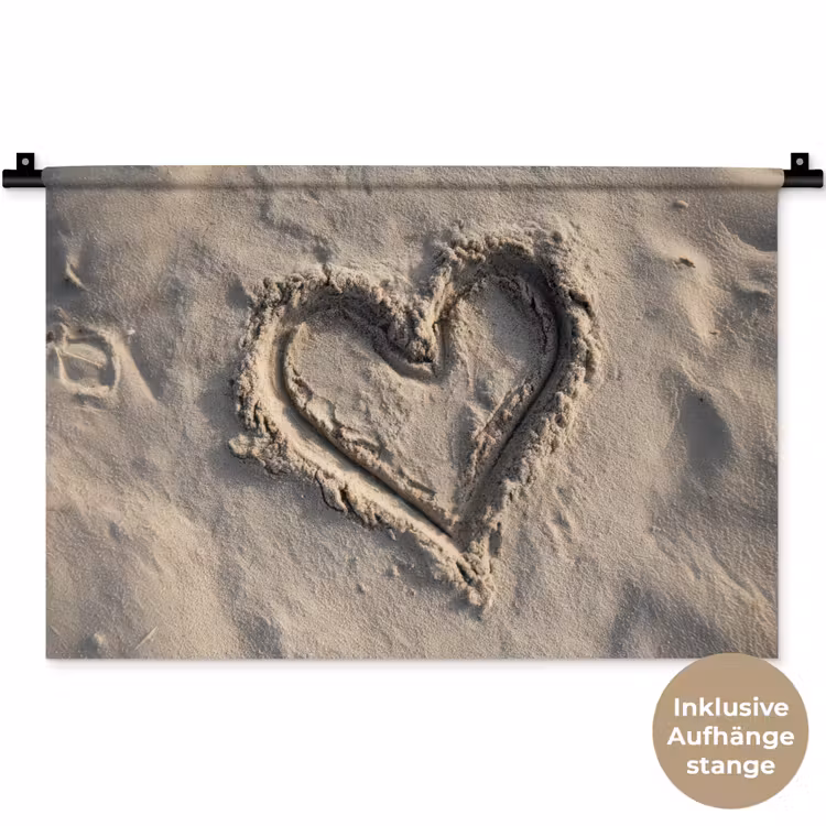 Hartvorm - Getekend - Beige - Zand Wandkleed katoen klein -t3d_DE