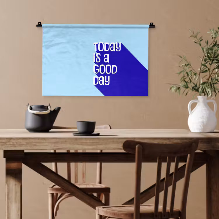 Today is a good day - Blauw - Schaduw Wandkleed katoen klein -sfeer6