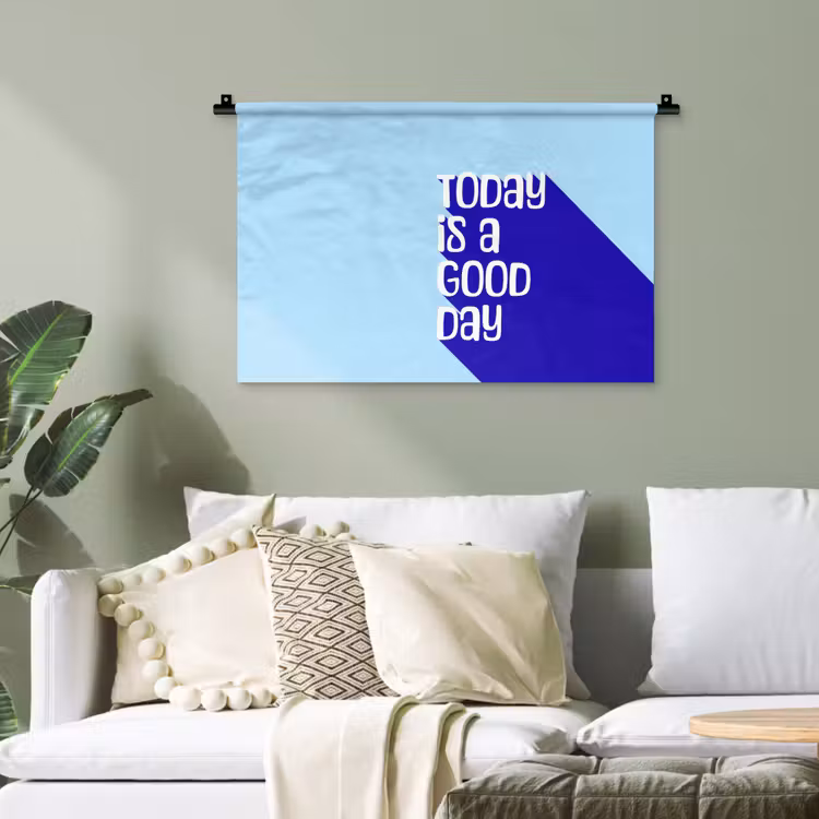 Today is a good day - Blauw - Schaduw Wandkleed katoen klein -sfeer7