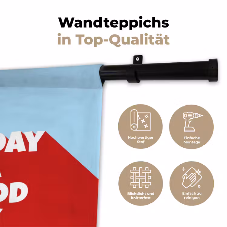 Today is a good day - Rood - lichtblauw Wandkleed katoen klein -tsfeer2_DE