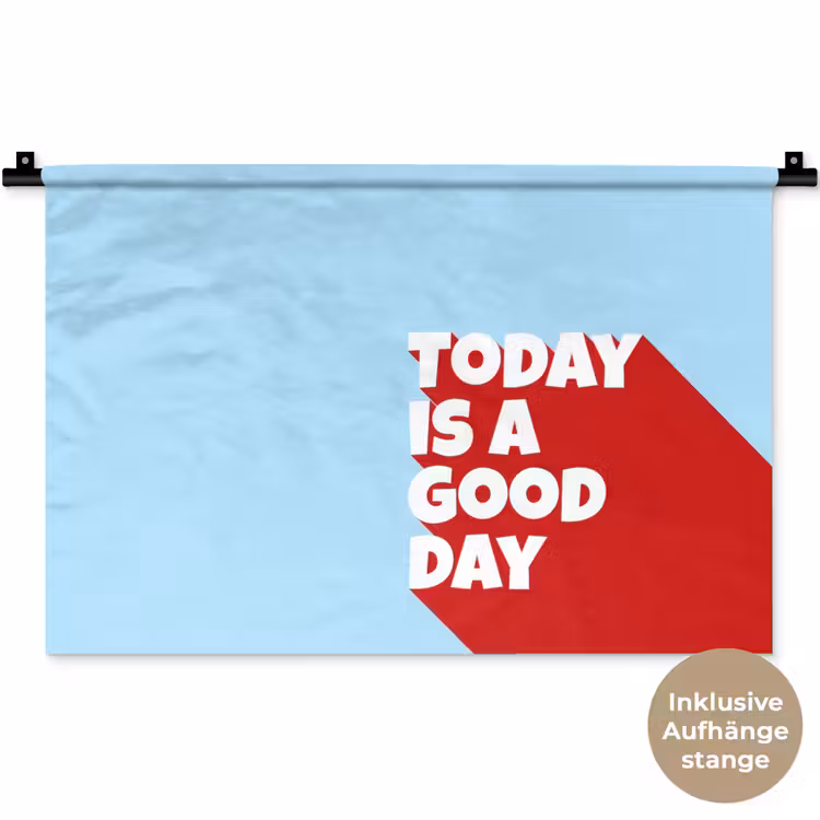 Today is a good day - Rood - lichtblauw Wandkleed katoen klein -t3d_DE