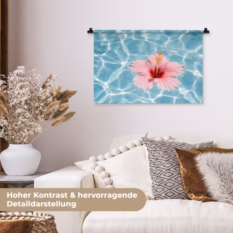 Hibiscus - Water - Roze Wandkleed katoen klein -tsfeer1_DE