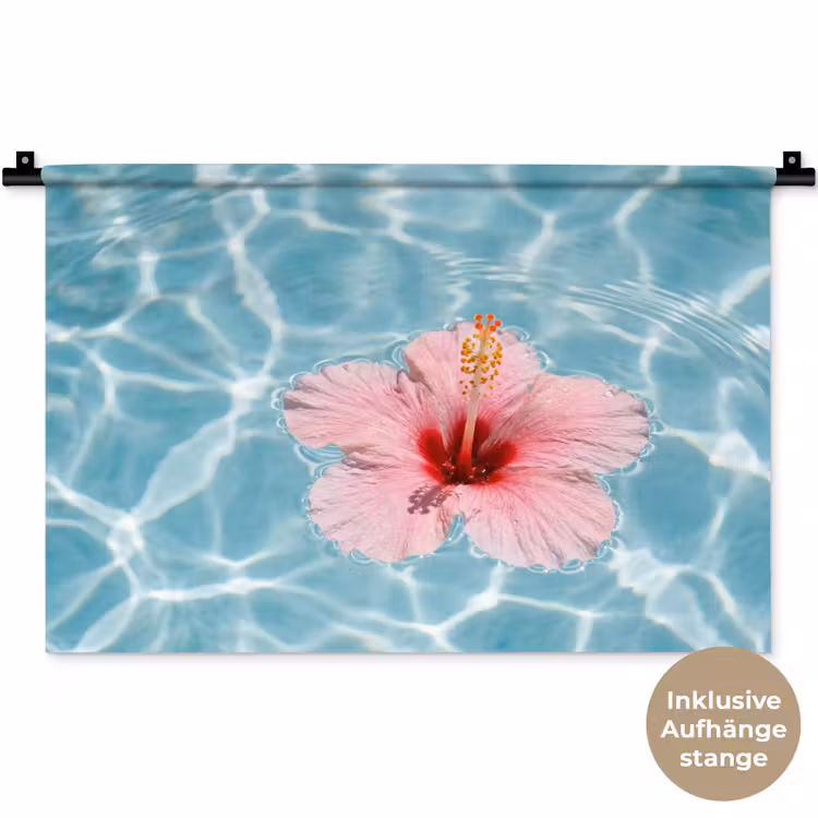 Hibiscus - Water - Roze Wandkleed katoen klein -t3d_DE