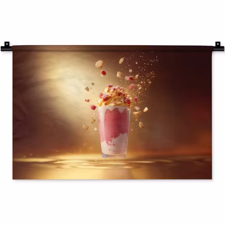 Framboos - Smoothie - Drinken - Roze Wandkleed katoen klein -zz3d
