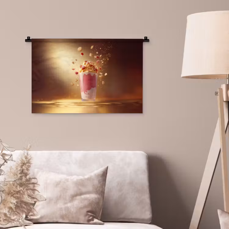 Framboos - Smoothie - Drinken - Roze Wandkleed katoen klein -sfeer4