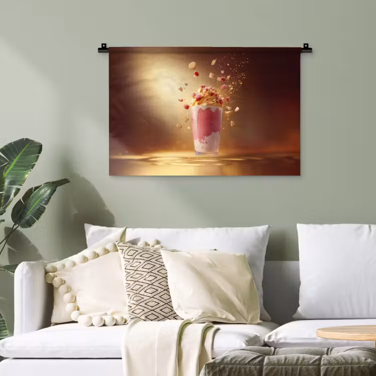 Framboos - Smoothie - Drinken - Roze Wandkleed katoen klein -sfeer7