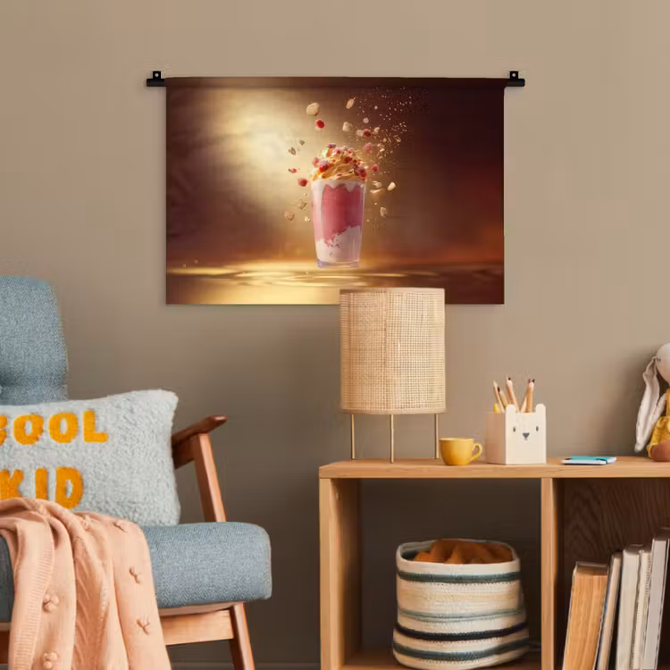 Framboos - Smoothie - Drinken - Roze Wandkleed katoen klein -wsfeer4_kind