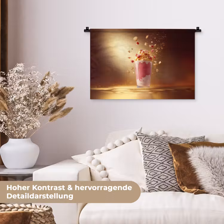 Framboos - Smoothie - Drinken - Roze Wandkleed katoen klein -tsfeer1_DE