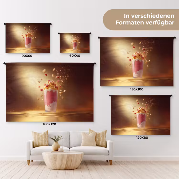 Framboos - Smoothie - Drinken - Roze Wandkleed katoen klein -tsfeer8_DE