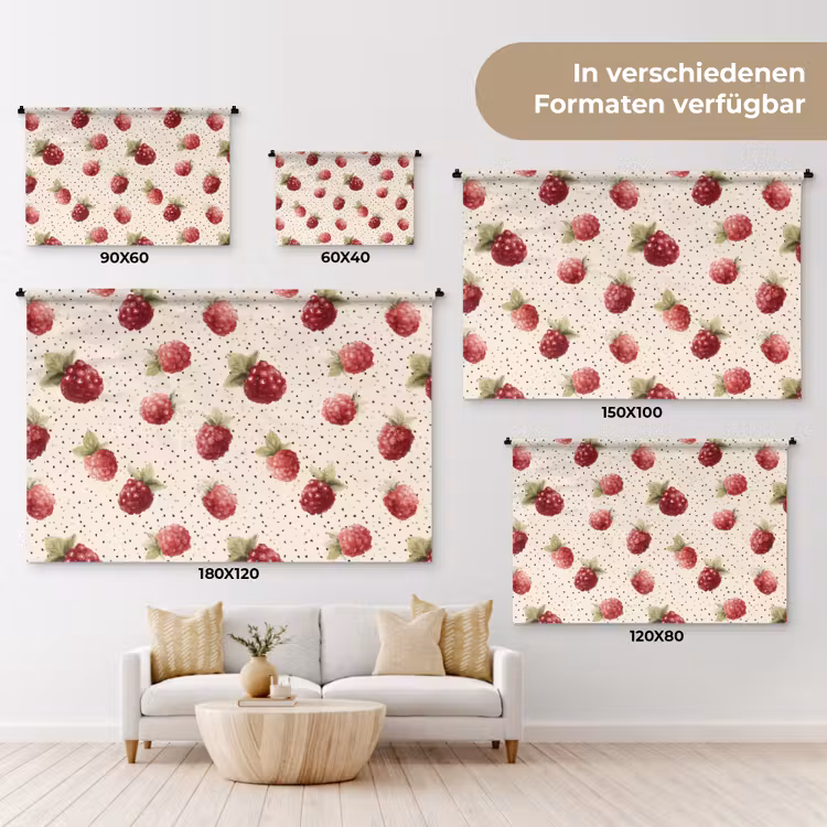 Framboos - Stippen - Rood Wandkleed katoen klein 269 -tsfeer8_DE