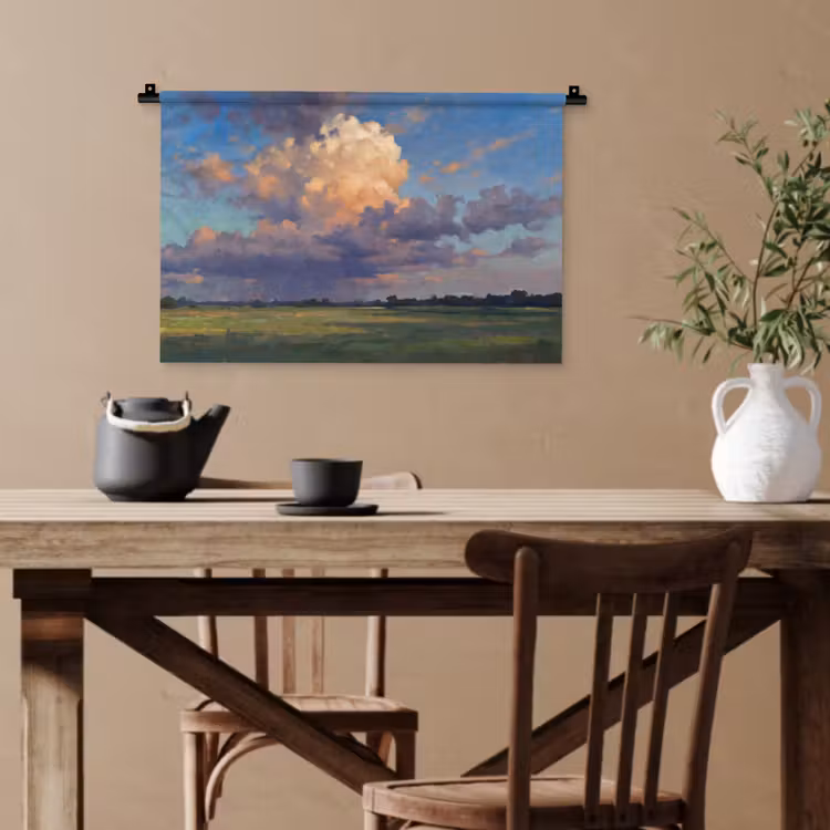 Lucht - Wolken - Landschap - Modern - Oranje Wandkleed katoen klein -sfeer6