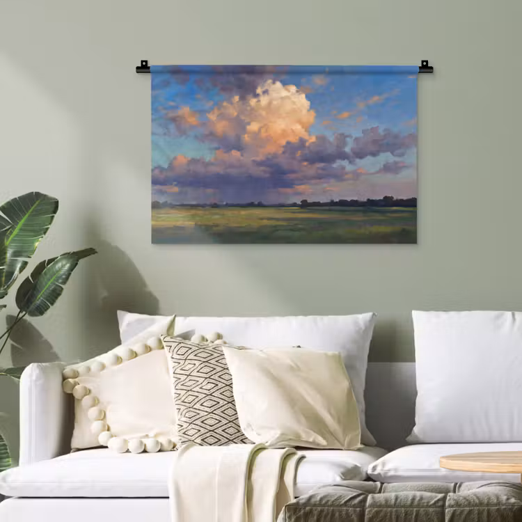 Lucht - Wolken - Landschap - Modern - Oranje Wandkleed katoen klein -sfeer7