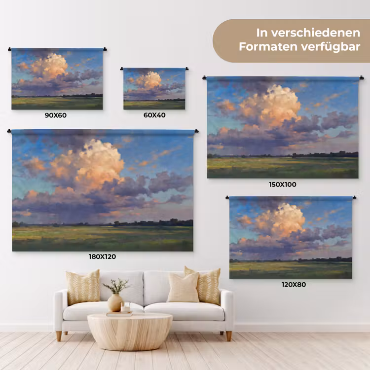 Lucht - Wolken - Landschap - Modern - Oranje Wandkleed katoen klein -tsfeer8_DE