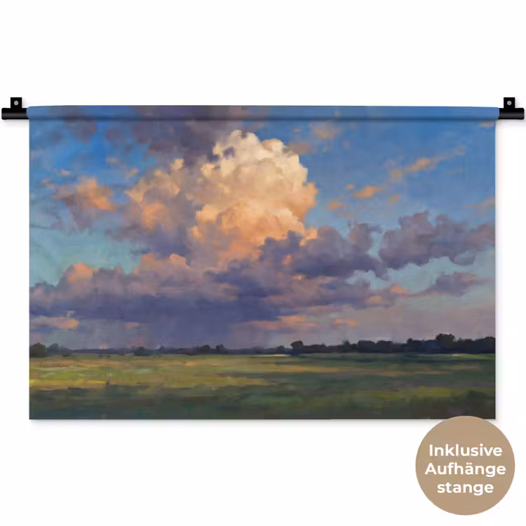 Lucht - Wolken - Landschap - Modern - Oranje Wandkleed katoen klein -t3d_DE