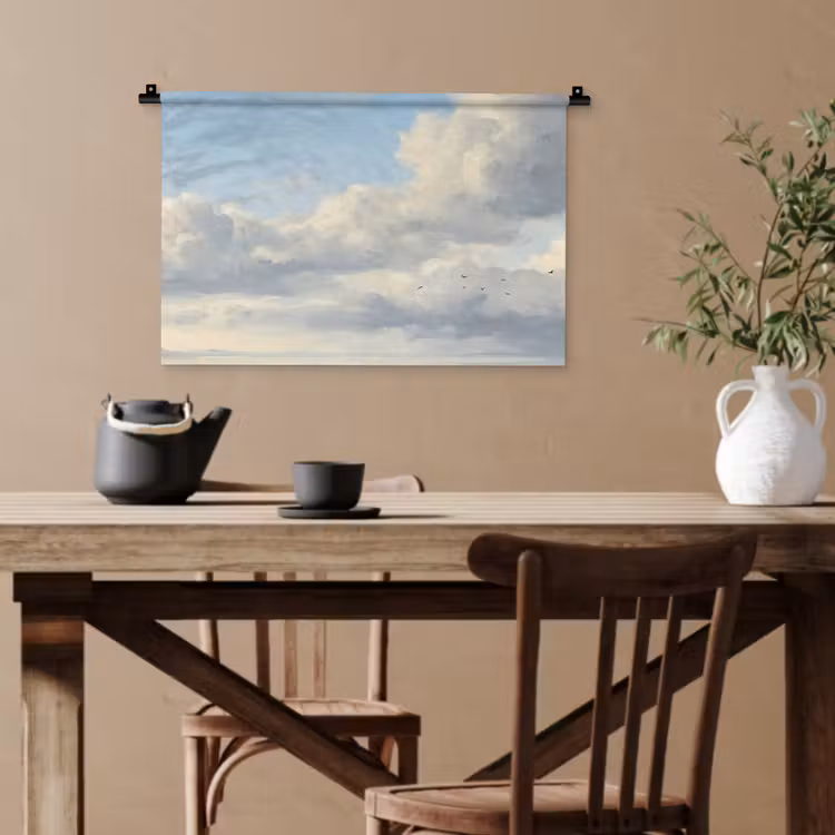 Lucht - Wolken - Natuur - Klassiek - Blauw Wandkleed katoen klein -sfeer6