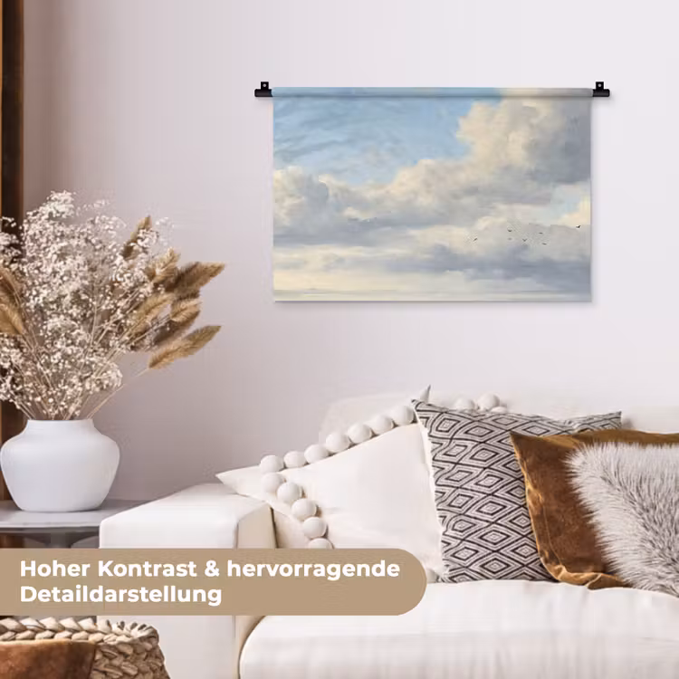 Lucht - Wolken - Natuur - Klassiek - Blauw Wandkleed katoen klein -tsfeer1_DE