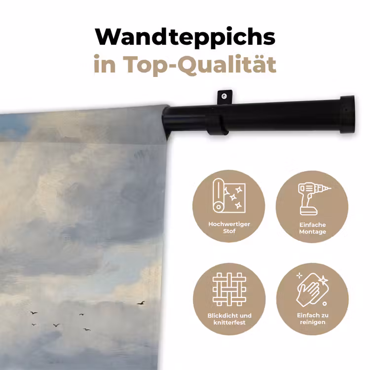 Lucht - Wolken - Natuur - Klassiek - Blauw Wandkleed katoen klein -tsfeer2_DE