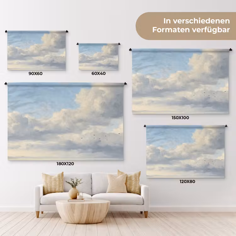 Lucht - Wolken - Natuur - Klassiek - Blauw Wandkleed katoen klein -tsfeer8_DE