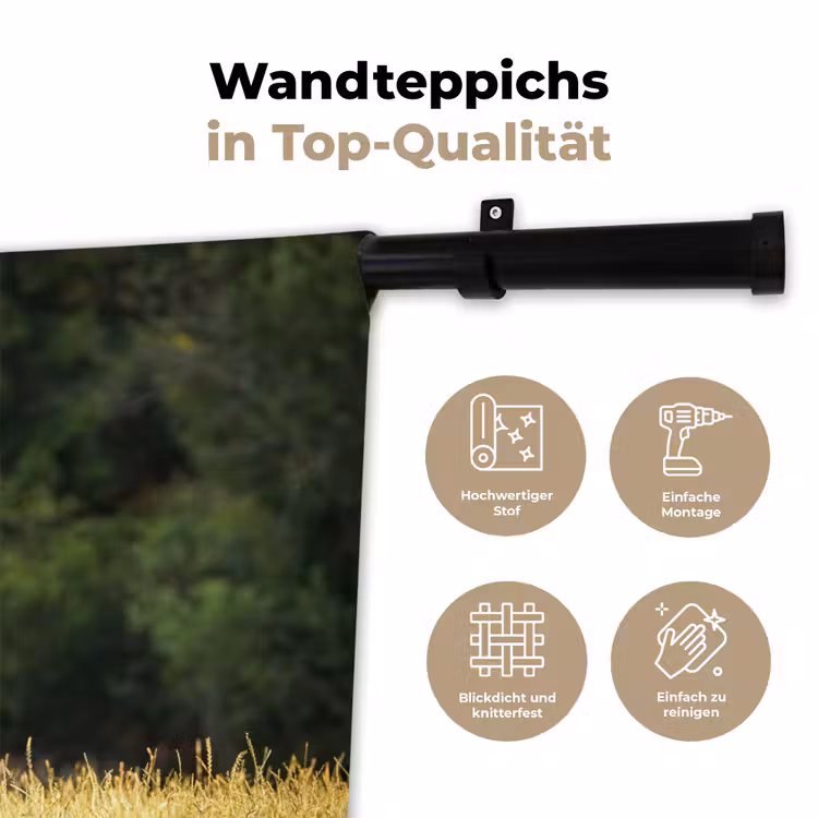 Hert - Gewei - Gras - Natuur - Dieren - Groen Wandkleed katoen klein -tsfeer2_DE