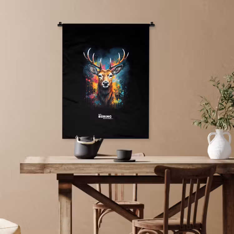 Hert met gewei tussen graffiti spray Wandkleed katoen klein -sfeer6