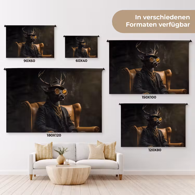 Hert - Zonnebril - Zwart - Pak Wandkleed katoen klein -tsfeer8_DE