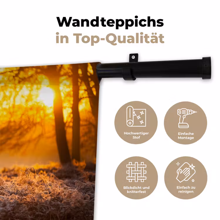 Hert - Dieren - Zonsondergang - Winter - Heide - Natuur Wandkleed katoen klein -tsfeer2_DE