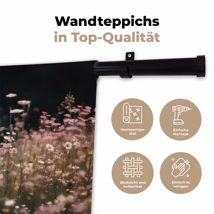 Hert - Wilde bloemen - Bos Wandkleed katoen klein -tsfeer2_DE