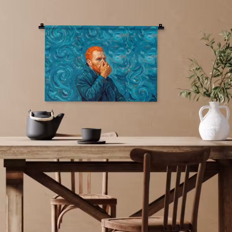 Portret - Klassiek - Blauw Wandkleed katoen klein -sfeer6