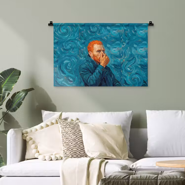 Portret - Klassiek - Blauw Wandkleed katoen klein -sfeer7