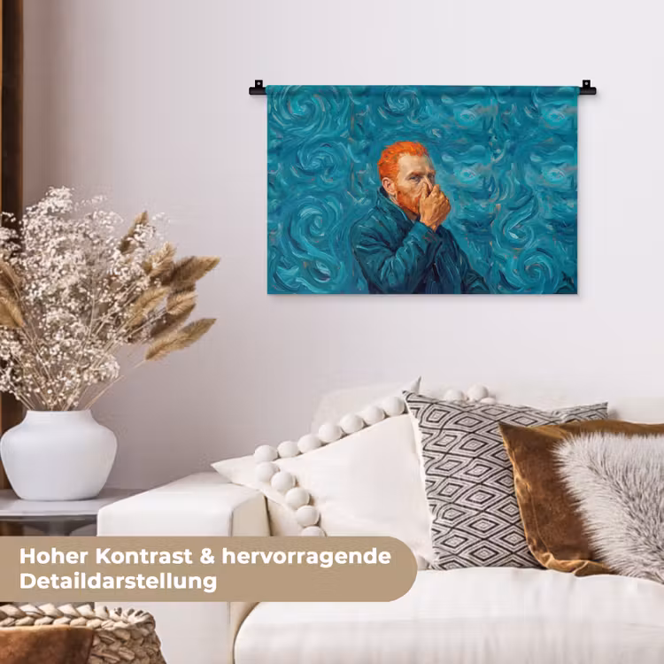 Portret - Klassiek - Blauw Wandkleed katoen klein -tsfeer1_DE