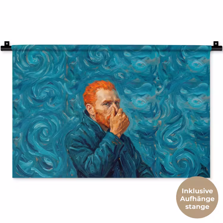 Portret - Klassiek - Blauw Wandkleed katoen klein -t3d_DE