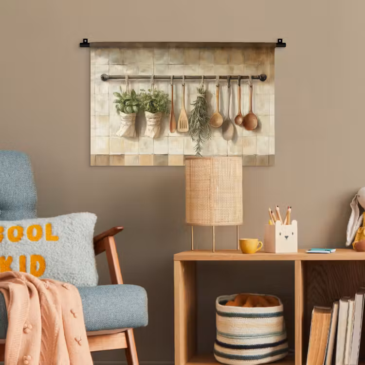 Hout - Keukengerei - Stilleven - Tegels Wandkleed katoen klein -wsfeer4_kind