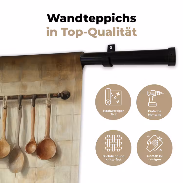 Hout - Keukengerei - Stilleven - Tegels Wandkleed katoen klein -tsfeer2_DE