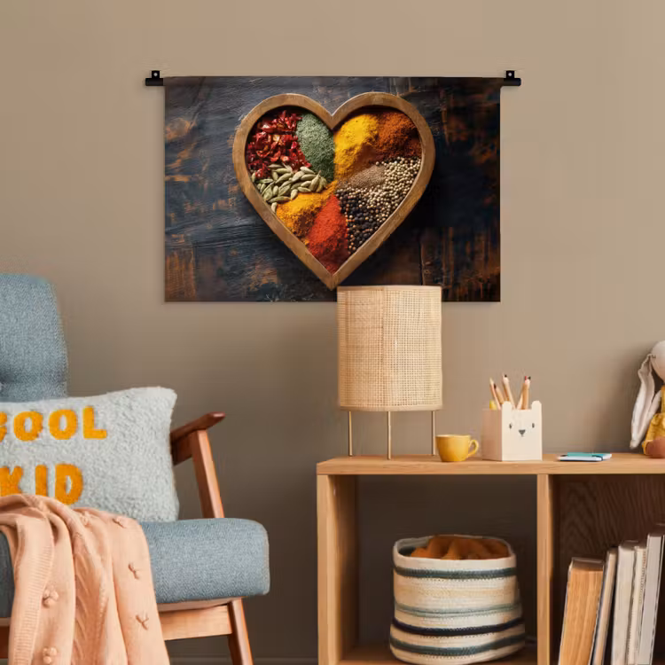 Houten - Hart - Kleurrijke - Specerijen Wandkleed katoen klein -wsfeer4_kind