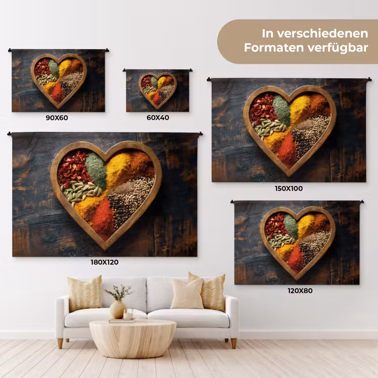 Houten - Hart - Kleurrijke - Specerijen Wandkleed katoen klein -tsfeer8_DE