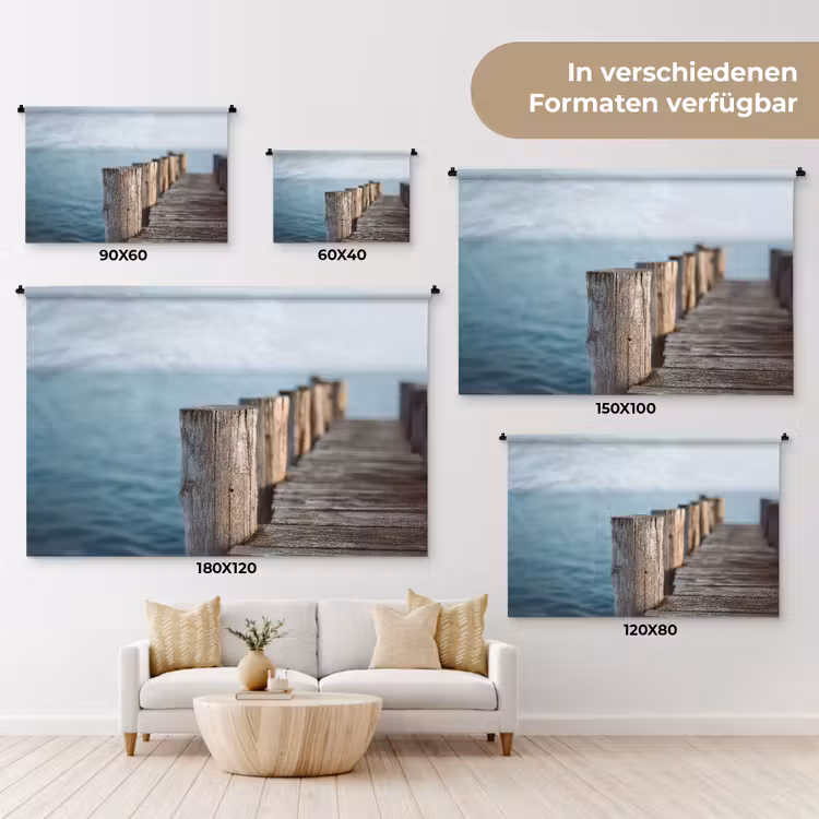 Houten steiger - Helderblauwe lucht Wandkleed katoen klein -tsfeer8_DE
