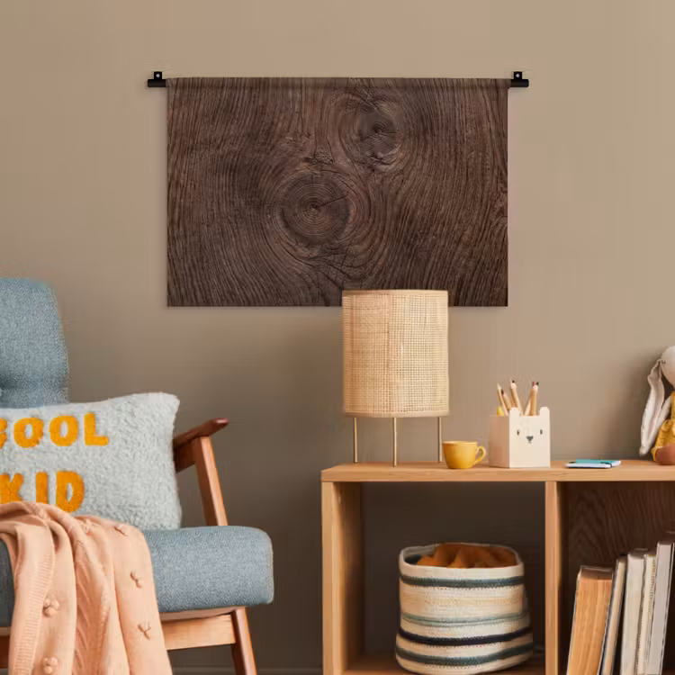 Houtnerf - Textuur - Patroon - Bruin - Rustiek Wandkleed katoen klein -wsfeer4_kind