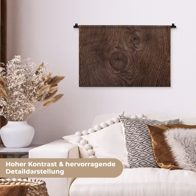 Houtnerf - Textuur - Patroon - Bruin - Rustiek Wandkleed katoen klein -tsfeer1_DE