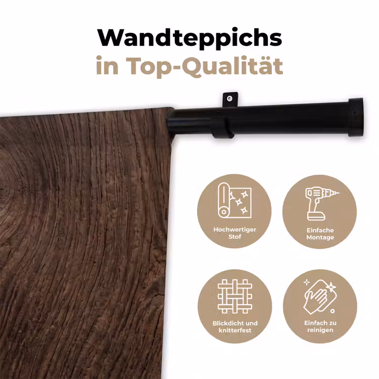 Houtnerf - Textuur - Patroon - Bruin - Rustiek Wandkleed katoen klein -tsfeer2_DE