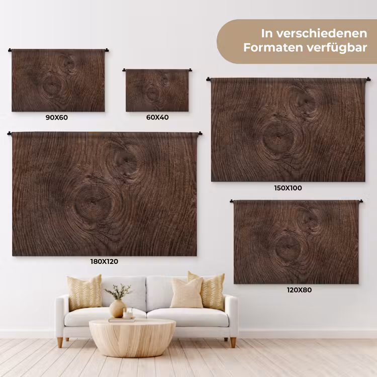 Houtnerf - Textuur - Patroon - Bruin - Rustiek Wandkleed katoen klein -tsfeer8_DE