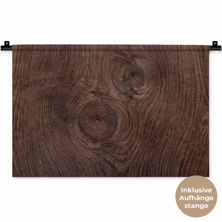 Houtnerf - Textuur - Patroon - Bruin - Rustiek Wandkleed katoen klein -t3d_DE