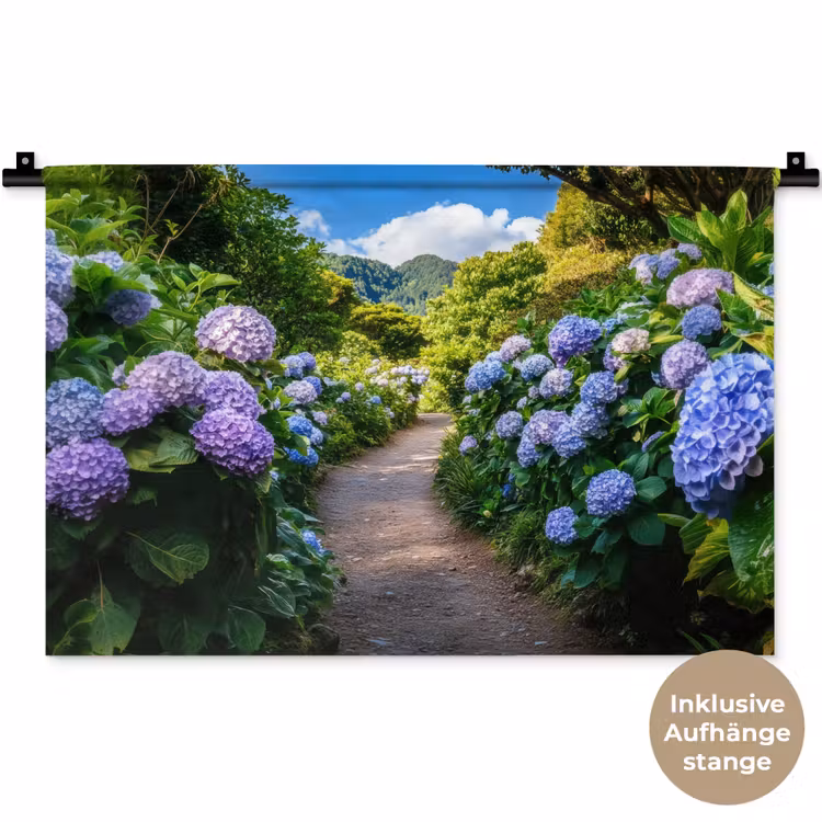 Hortsensia - Pad - Bloemen Wandkleed katoen klein -t3d_DE