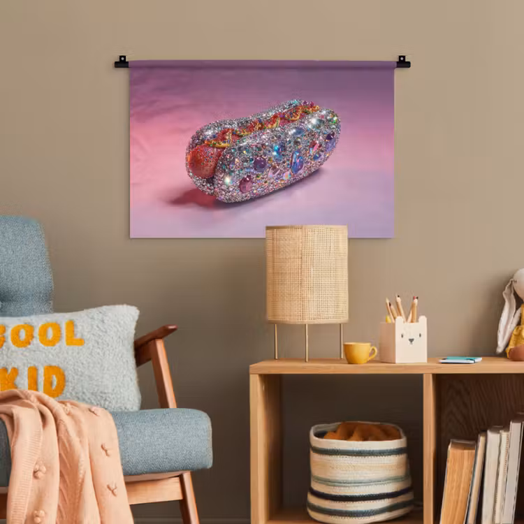 Hotdog - Steentjes - Glitters - Paars Wandkleed katoen klein -wsfeer4_kind
