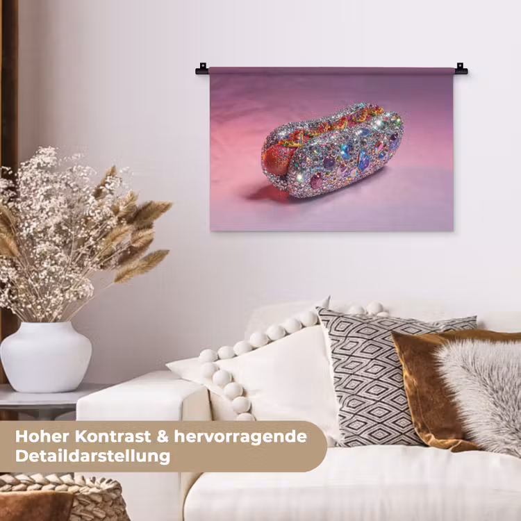 Hotdog - Steentjes - Glitters - Paars Wandkleed katoen klein -tsfeer1_DE