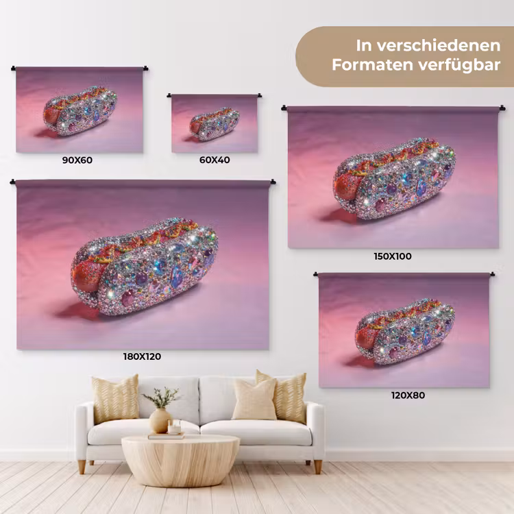 Hotdog - Steentjes - Glitters - Paars Wandkleed katoen klein -tsfeer8_DE