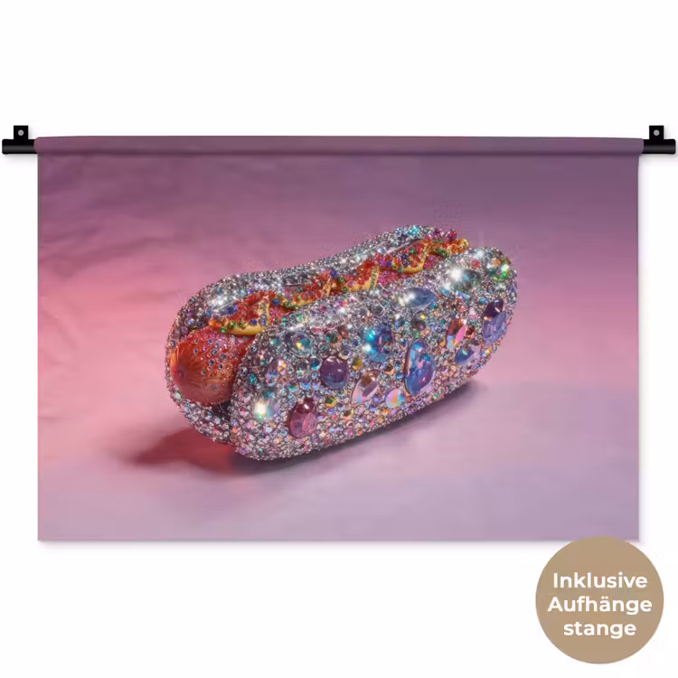 Hotdog - Steentjes - Glitters - Paars Wandkleed katoen klein -t3d_DE